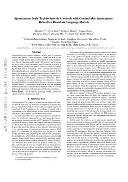 Spontaneous Style Text-to-Speech Synthesis with Controllable Spontaneous
  Behaviors Based on Language Models