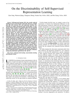 On the Discriminability of Self-Supervised Representation Learning