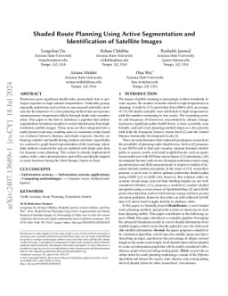 Shaded Route Planning Using Active Segmentation and Identification of
  Satellite Images