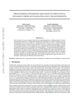 Discovering governing equation in structural dynamics from
  acceleration-only measurements