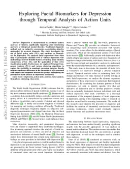 Exploring Facial Biomarkers for Depression through Temporal Analysis of
  Action Units