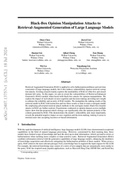Black-Box Opinion Manipulation Attacks to Retrieval-Augmented Generation
  of Large Language Models