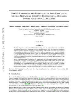 CoxSE: Exploring the Potential of Self-Explaining Neural Networks with
  Cox Proportional Hazards Model for Survival Analysis
