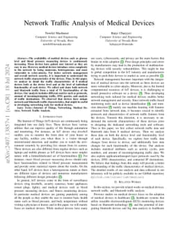 Network Traffic Analysis of Medical Devices