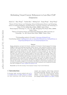 Rethinking Visual Content Refinement in Low-Shot CLIP Adaptation