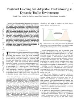 Continual Learning for Adaptable Car-Following in Dynamic Traffic
  Environments