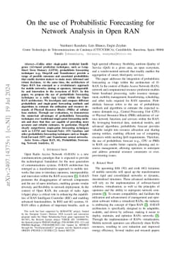 On the use of Probabilistic Forecasting for Network Analysis in Open RAN