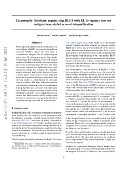Catastrophic Goodhart: regularizing RLHF with KL divergence does not
  mitigate heavy-tailed reward misspecification