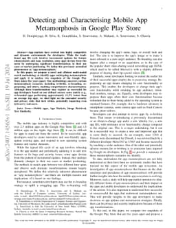 Detecting and Characterising Mobile App Metamorphosis in Google Play
  Store