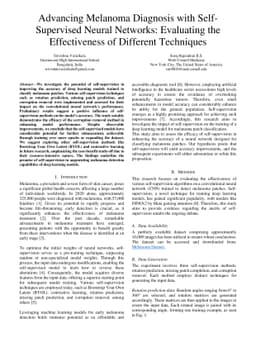 Advancing Melanoma Diagnosis with Self-Supervised Neural Networks:
  Evaluating the Effectiveness of Different Techniques