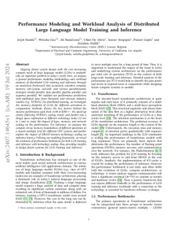 Performance Modeling and Workload Analysis of Distributed Large Language
  Model Training and Inference