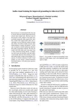 Audio-visual training for improved grounding in video-text LLMs