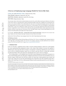 A Survey on Employing Large Language Models for Text-to-SQL Tasks