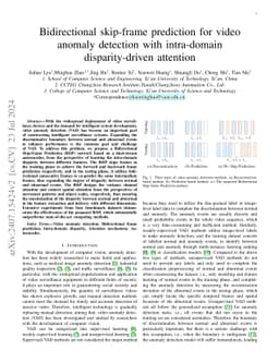 Bidirectional skip-frame prediction for video anomaly detection with
  intra-domain disparity-driven attention