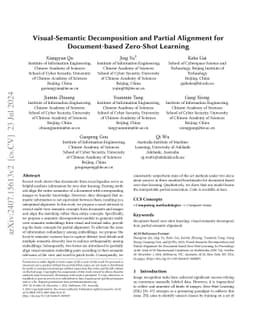 Visual-Semantic Decomposition and Partial Alignment for Document-based
  Zero-Shot Learning