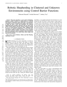 Robotic Shepherding in Cluttered and Unknown Environments using Control Barrier Functions