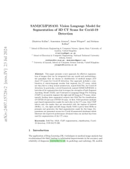 SAM2CLIP2SAM: Vision Language Model for Segmentation of 3D CT Scans for
  Covid-19 Detection