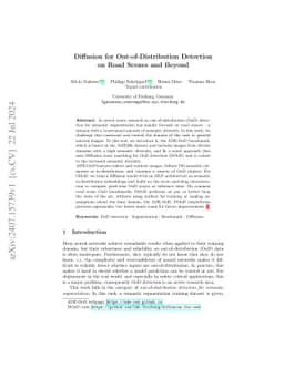 Diffusion for Out-of-Distribution Detection on Road Scenes and Beyond