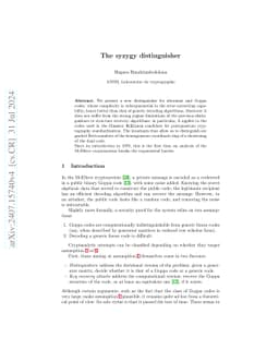 The syzygy distinguisher