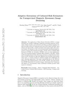 Adaptive Extensions of Unbiased Risk Estimators for Unsupervised
  Magnetic Resonance Image Denoising