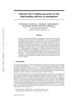 FSboard: Over 3 million characters of ASL fingerspelling collected via
  smartphones