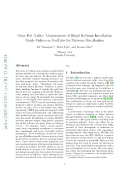 Users Feel Guilty: Measurement of Illegal Software Installation Guide
  Videos on YouTube for Malware Distribution