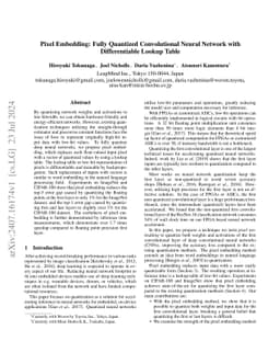 Pixel Embedding: Fully Quantized Convolutional Neural Network with
  Differentiable Lookup Table