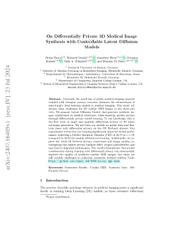 On Differentially Private 3D Medical Image Synthesis with Controllable
  Latent Diffusion Models