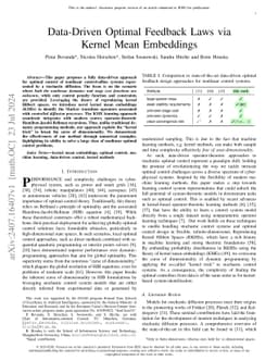 Data-Driven Optimal Feedback Laws via Kernel Mean Embeddings