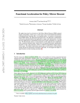 Functional Acceleration for Policy Mirror Descent