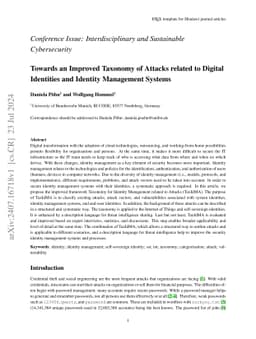 Towards an Improved Taxonomy of Attacks related to Digital Identities
  and Identity Management Systems