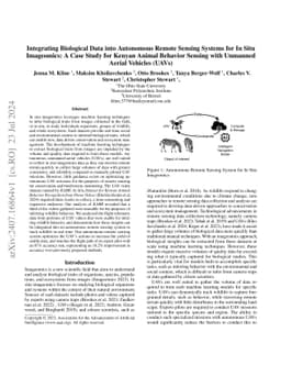 Integrating Biological Data into Autonomous Remote Sensing Systems for
  In Situ Imageomics: A Case Study for Kenyan Animal Behavior Sensing with
  Unmanned Aerial Vehicles (UAVs)