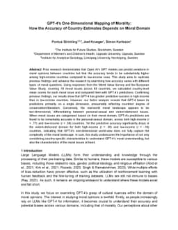GPT-4's One-Dimensional Mapping of Morality: How the Accuracy of
  Country-Estimates Depends on Moral Domain