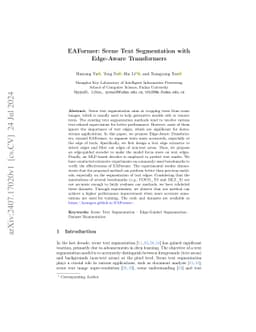 EAFormer: Scene Text Segmentation with Edge-Aware Transformers