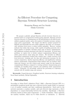 An Efficient Procedure for Computing Bayesian Network Structure Learning