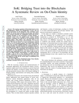 SoK: Bridging Trust into the Blockchain. A Systematic Review on On-Chain
  Identity
