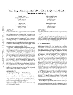 Your Graph Recommender is Provably a Single-view Graph Contrastive
  Learning