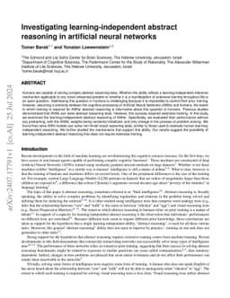 Investigating learning-independent abstract reasoning in artificial
  neural networks