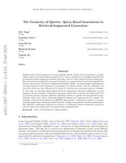 The Geometry of Queries: Query-Based Innovations in Retrieval-Augmented
  Generation