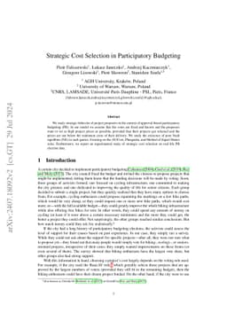 Strategic Cost Selection in Participatory Budgeting