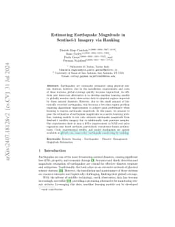 Estimating Earthquake Magnitude in Sentinel-1 Imagery via Ranking