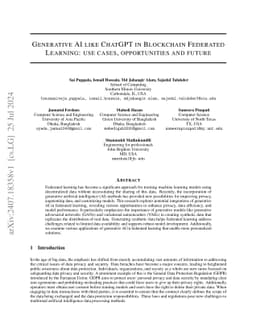 Generative AI like ChatGPT in Blockchain Federated Learning: use cases,
  opportunities and future