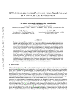 SCALE: Self-regulated Clustered federAted LEarning in a Homogeneous
  Environment