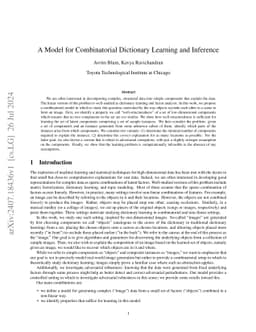 A Model for Combinatorial Dictionary Learning and Inference