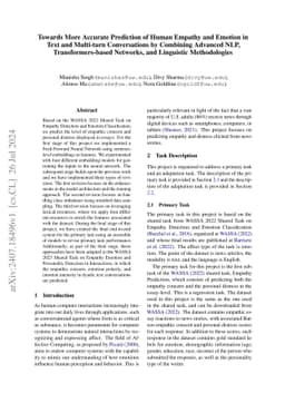 Towards More Accurate Prediction of Human Empathy and Emotion in Text
  and Multi-turn Conversations by Combining Advanced NLP, Transformers-based
  Networks, and Linguistic Methodologies