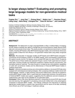 Is larger always better? Evaluating and prompting large language models
  for non-generative medical tasks