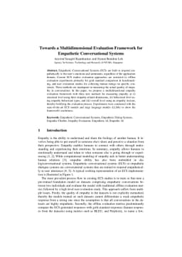 Towards a Multidimensional Evaluation Framework for Empathetic
  Conversational Systems