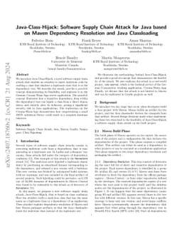 Java-Class-Hijack: Software Supply Chain Attack for Java based on Maven
  Dependency Resolution and Java Classloading