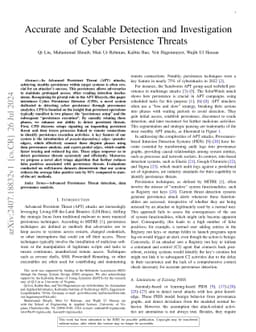 Accurate and Scalable Detection and Investigation of Cyber Persistence
  Threats