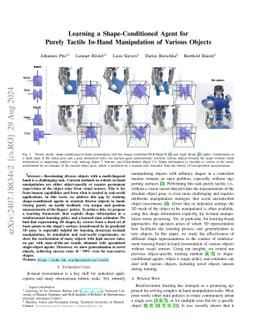 Learning a Shape-Conditioned Agent for Purely Tactile In-Hand
  Manipulation of Various Objects